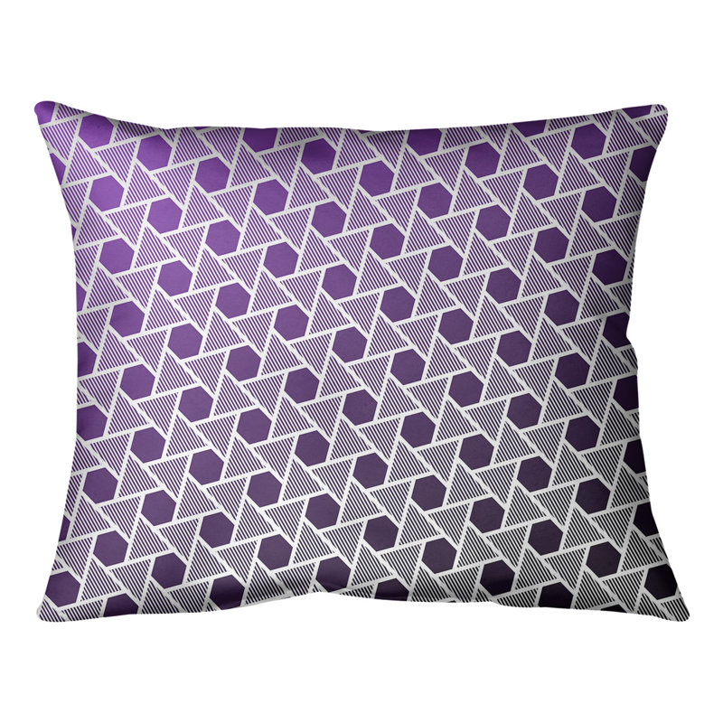 Coussin Hexagons and Triangles, 10 po x 14 po, Duvet synthétique, Noir / mauve