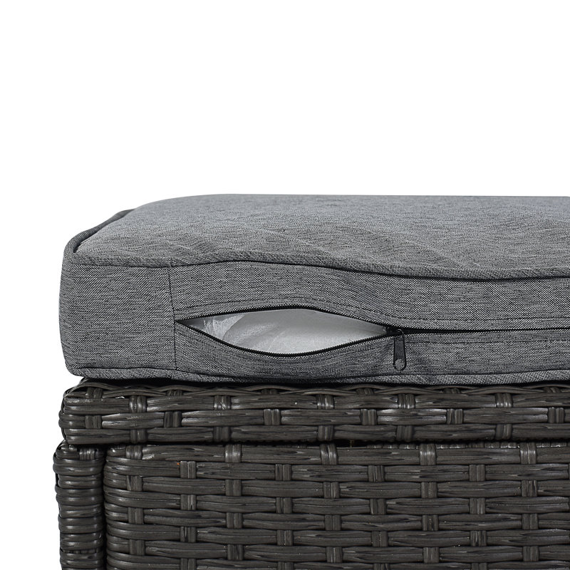 Lit de jour d'extérieur rectangulaire pour patio avec auvent rétractable, Gris