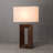 Julie Standing Table Lamp - Dark Walnut Wood Finish, Weathered Brass, White Linen Shade-96191259
