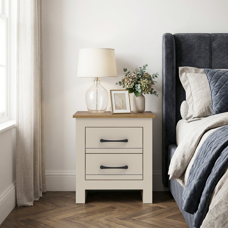 Limestone Manufactured Wood Bedside Table, Natural/Reviera Eichi