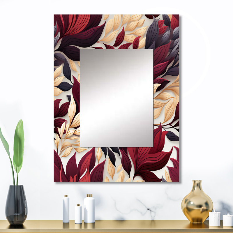 Tropical Flower Revival Multicolor Blooms Floral Painting - Floral Mirror Wall Decor, 32" x 24"
