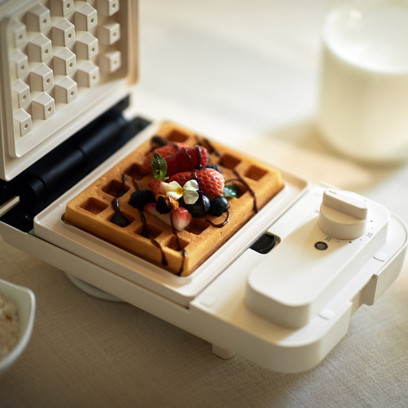 Machine à sandwich compacte à gaufres - Plaques antiadhésives amovibles, parfaites pour le fromage grillé, les gaufres, les hamburgers et plus, fonction minuterie, facile à nettoyer