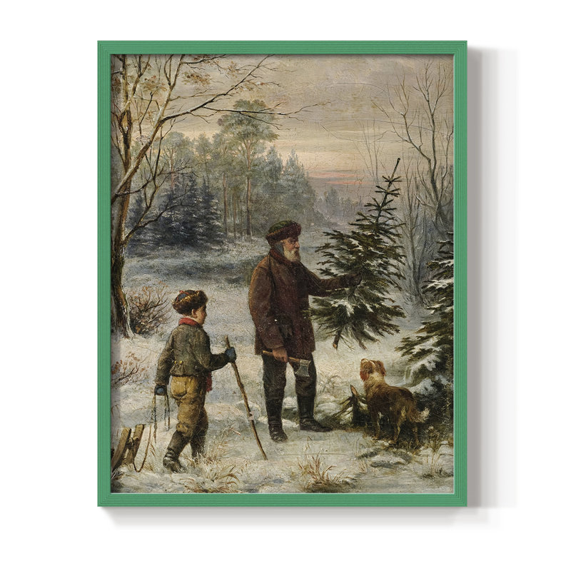 Vintage Landscape CCLIV Framed Print - Solid Wood, 15" H x 12" W, Green