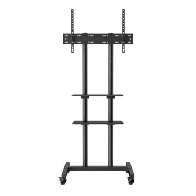 Meuble télé mobile, chariot télé mobile pour téléviseurs de 32 à 70 pouces, meuble télé portatif à hauteur ajustable avec roulettes, plateau double pour appareils audiovisuels, meuble télé roulant avec support pour chambre à coucher, salon