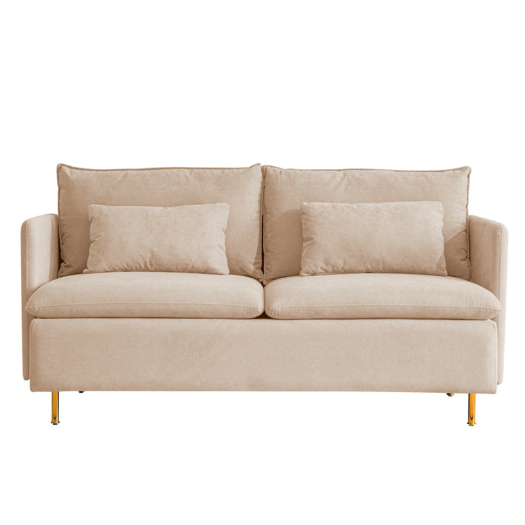 Gugash Modern Single Sofa Chair with Waist Pillow Mercer41 Fabric: Beige Linen Blend