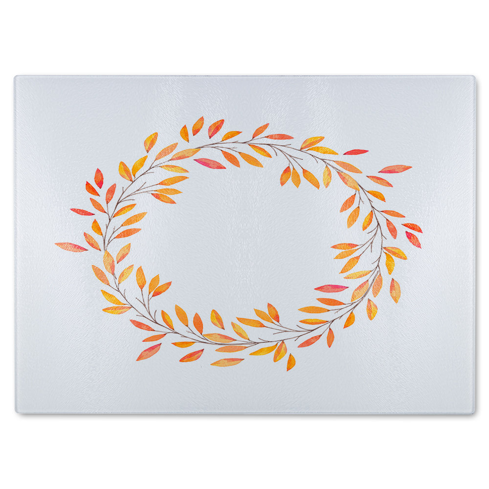 Autumn Reath Glass Chopping Board