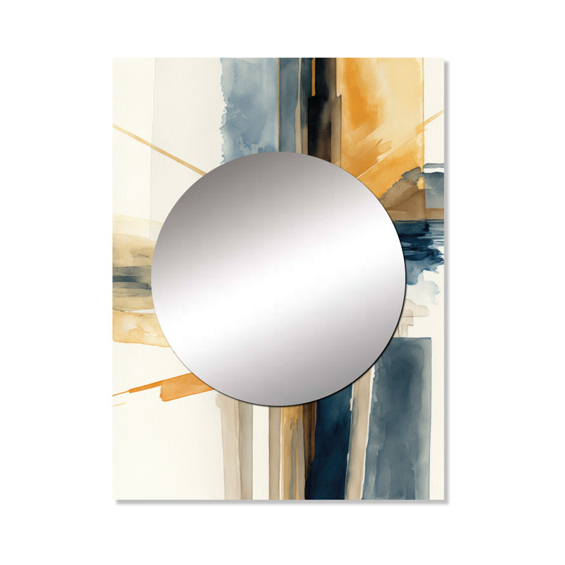 Felisity Modern Watercolor Abstract I - Abstract Spirals Unique Wall Mirror Decor, Blue Large Mirror, Printed Metal Art