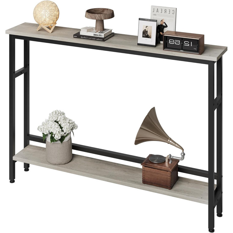 Slim Console Table for Hallway, 100cm Thin End Table Metal Frame, Compact Display Sofa Table for Small Spaces, Entryway, Living Room, Sturdy