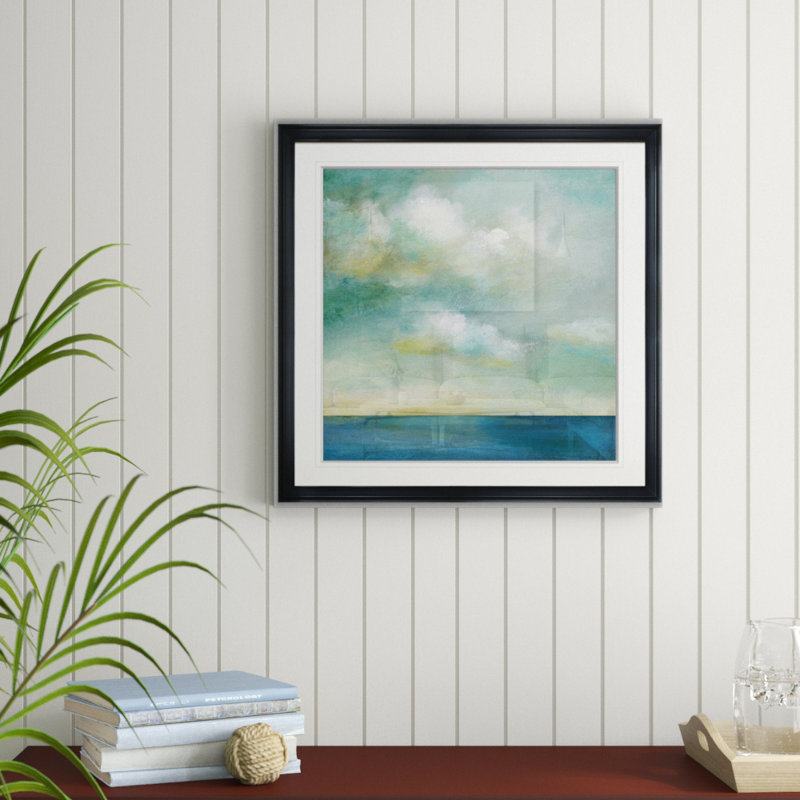 " Cloudscape I " Painting Print, 23" H x 23" W x 1.5" D, Black Framed