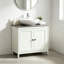 Cream Freestanding Under Sink Bathroom Cabinet, Engineered Wood Storage Cupboard with U-Cutout, Double Arched Doors & Adjustable Shelf