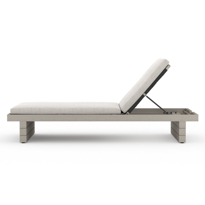 Leroy Outdoor Teak Chaise Lounge, Stone Gray, Gray