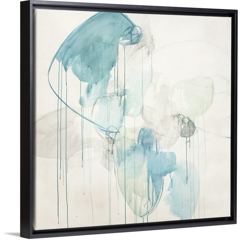 « subtil cobalt », peinture sur toile, H 31,7 po x l 31,7 po x P 1,75 po, Cadre flottant noir