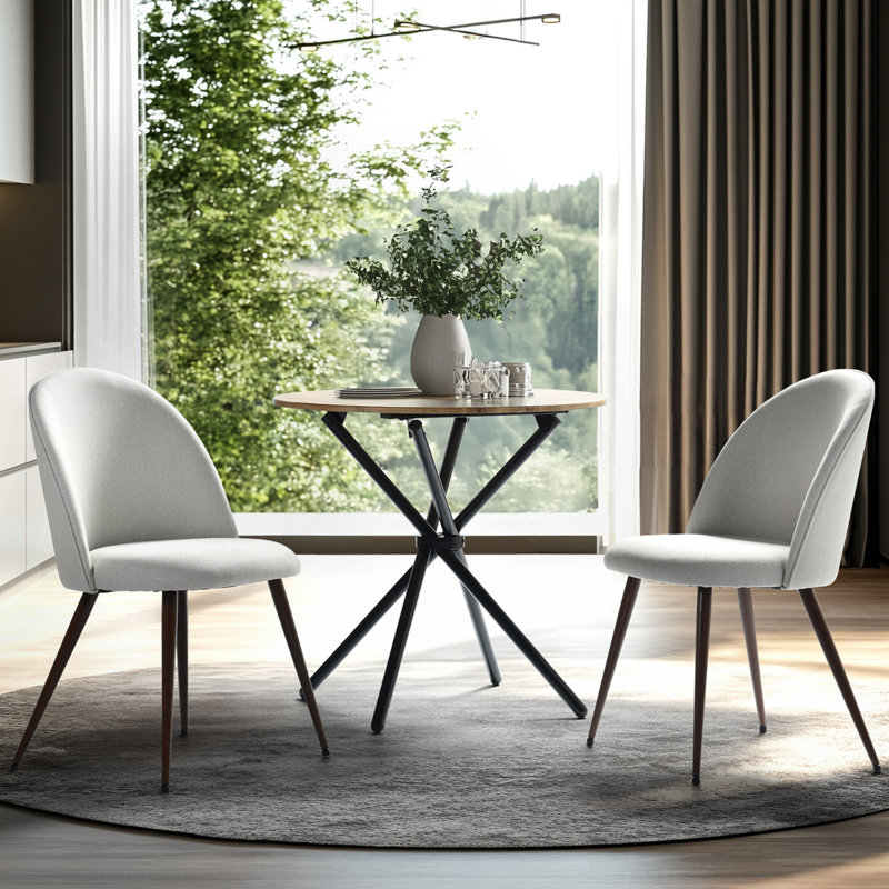 Ensemble de table de salle à manger 3 pièces 31,5 po avec 2 chaises rembourrées Maycel, Beige, Brun