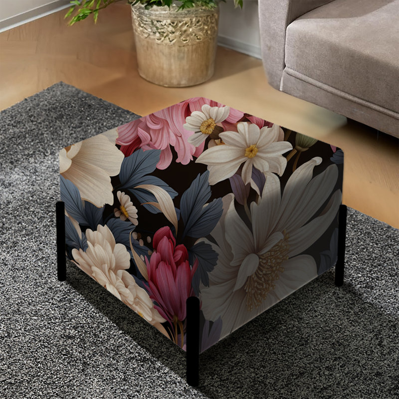 Motif botanique pivoines Renaissance rose foncé