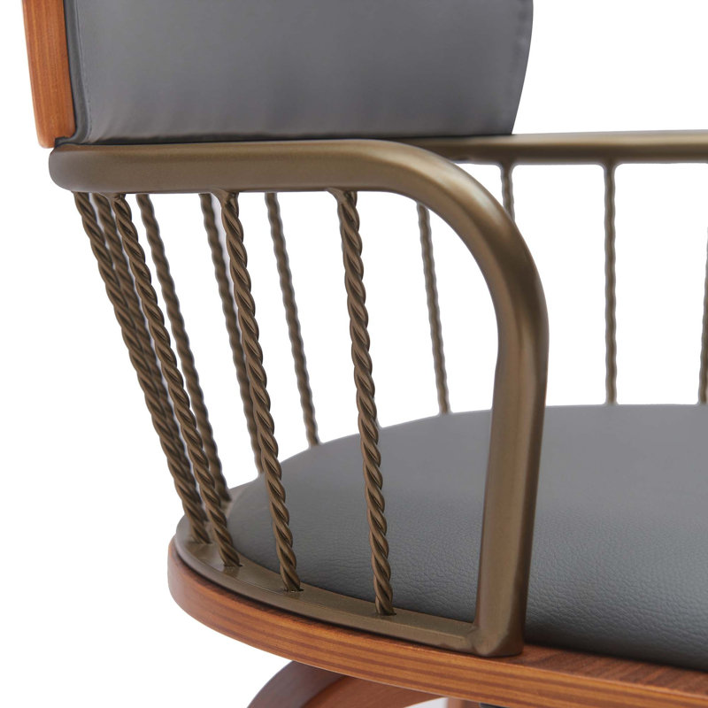 Tabouret tournant avec flexibilité en hauteur et application universelle, Noyer