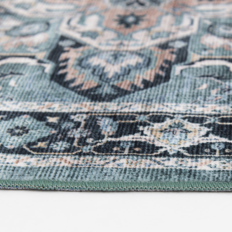 Bungalow Rose Perera Green/Beige 2 ft. 3 in. x 6 ft. Oriental Indoor Polyester Area Rug