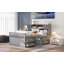 Lit plateforme double pleine grandeur avec rangement intégré pour bibliothèque, tablettes de rangement et quatre tiroirs pratiques, gris-1416991435