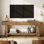 Meuble télé de 63 po pour téléviseur de 75 po ou moins avec 2 tablettes de rangement, console multimédia pour la campagne et centre de divertissement pour le salon et la chambre à coucher