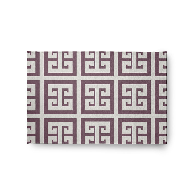 Chenille Geometric Indoor / Outdoor Rug, Rectangle 2' x 3'