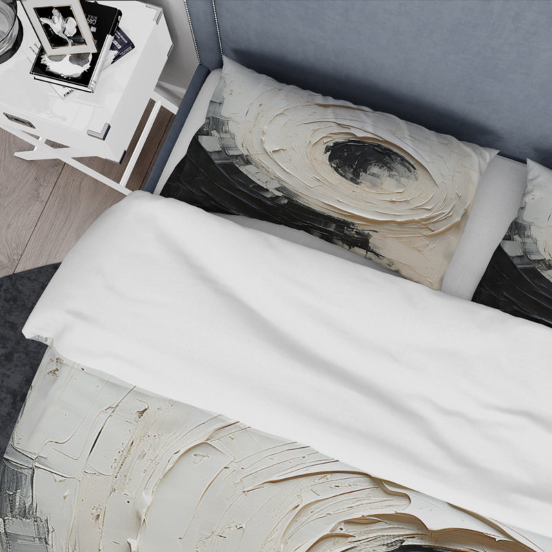 Ensemble de housse de couette en microfibre / polyester Minimalist Spiral, Housse de couette simple + 1 taie décorative stan