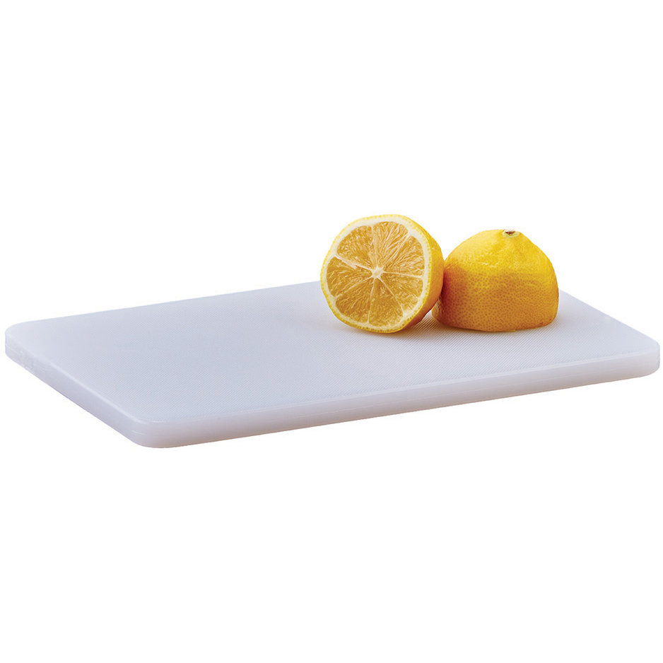 Winco Heavy-Duty Plastic Cutting Board, 6" X 10" X 1/2", White Winco