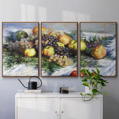 " Still Life With Pears And Grapes, 1880 " 3 - Pieces