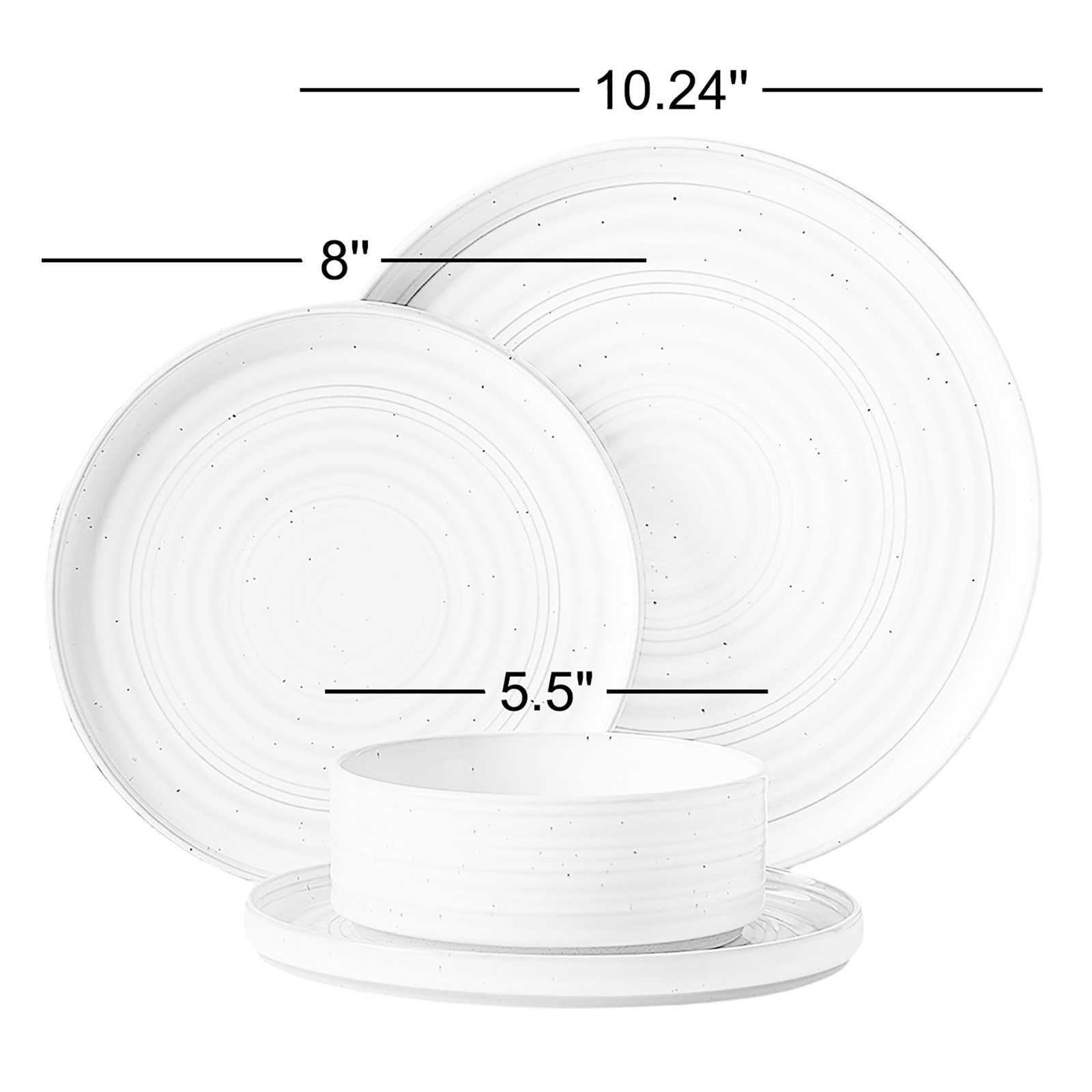  Galaxy Plates And Bowls Sets, 12 Piece Dinnerware Sets, White, Terracotta