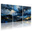Abstrait ciel orageux avec éclair doré et nuages foncés, ensemble de 3 impressions sur toile-761050258