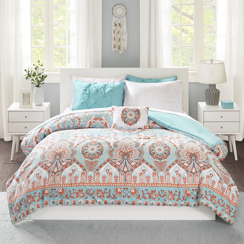 Bedding With Comforter And Sheet - Appealing Element Sheets Lively Pattern, Queen Comforter + 7 Additional Pieces
