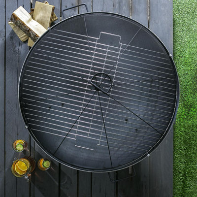 Harbour Housewares - Fire Pit Grill & Spark Guard Set - 72.5cm