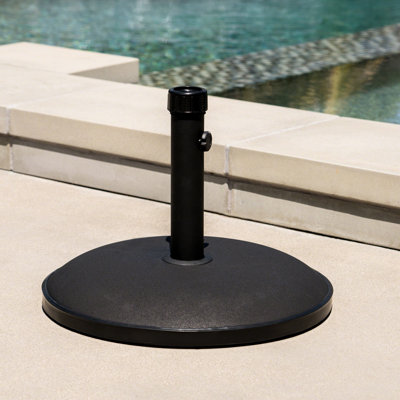 Concrete & Steel Umbrella Holder - 55 Lbs, Black, Accommodates Up To 12 Ft Umbrellas, Secure Fit Knob, 19.70 In. W X D 3.54 H Black Lbs Capacity, Holds