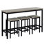 Table de salle à manger à hauteur de comptoir extra longue avec 3 tabourets, ensemble de table de pub avec repose-pieds, gris
