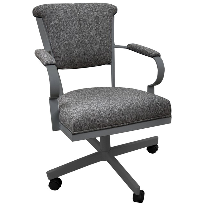 Chaise avec accoudoirs en métal Urial, Gris Majave, gris