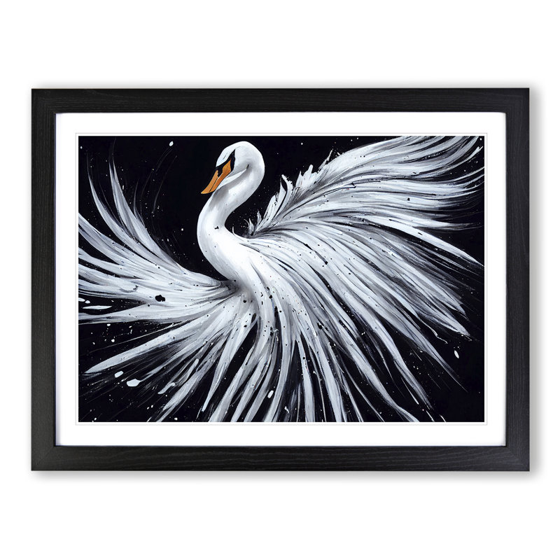Splashed Swan Vol.1 Abstract - Framed Print, Black, 46cm H x 64cm W x 2cm D