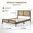 The Industrial Boho Wood Platform Bed with Woven Cane Panels & Metal Legs