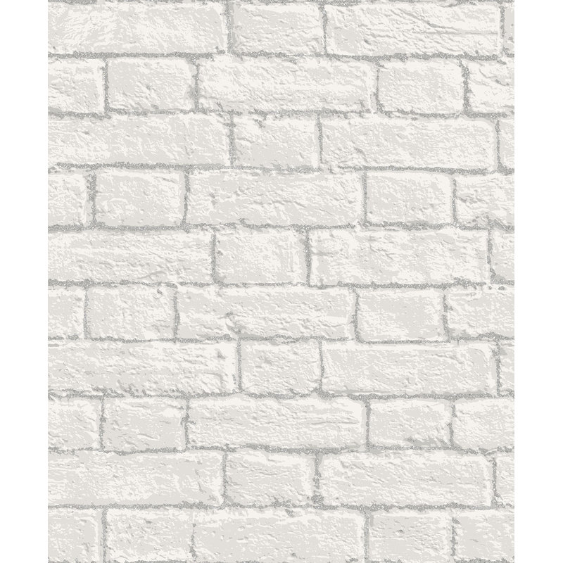 Glitter Brick White Wallpaper