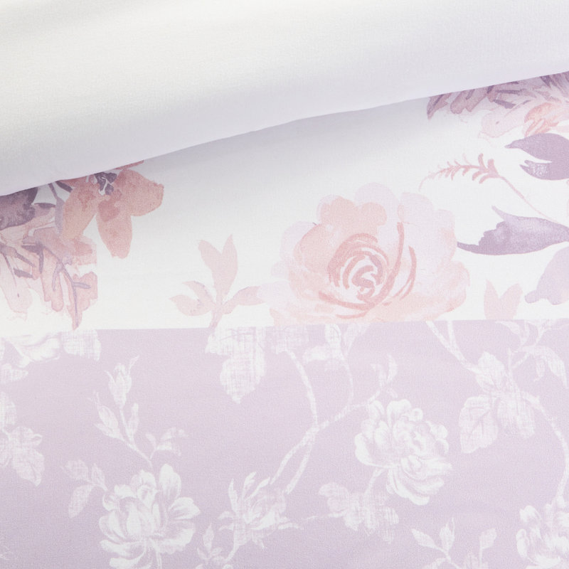 2 pièces Housse de couette en microfibre à motif floral simple / simple TG, douce et rétro, fermeture à boutons, lavable à la machine - 2 taies décoratives incluses