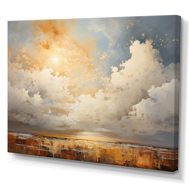 Nuage prairies collages V - paysages, reproduction d'art sur toile, H 16 po x l 32 po x P 1 po, Toile tendue
