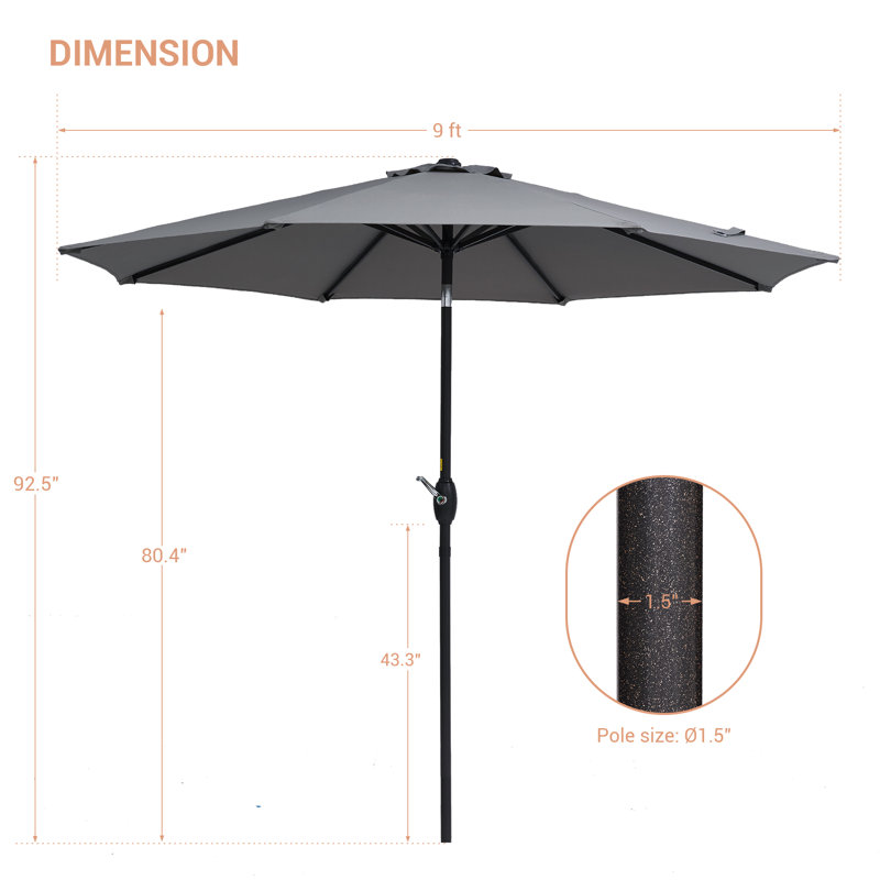 Parasol de marché rond 106,3 po Asyraf, Gris