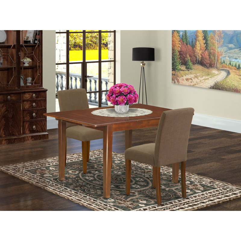 Ensemble de salle à manger extensible en bois massif Nystead, 3 pièces: table; 2 chaises, H 30 po x l 36 po x L 54 po