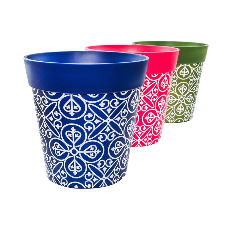 Westleigh Plant Pot, 15cm H x 15cm W x 15cm D, Blue/Green/Pink
