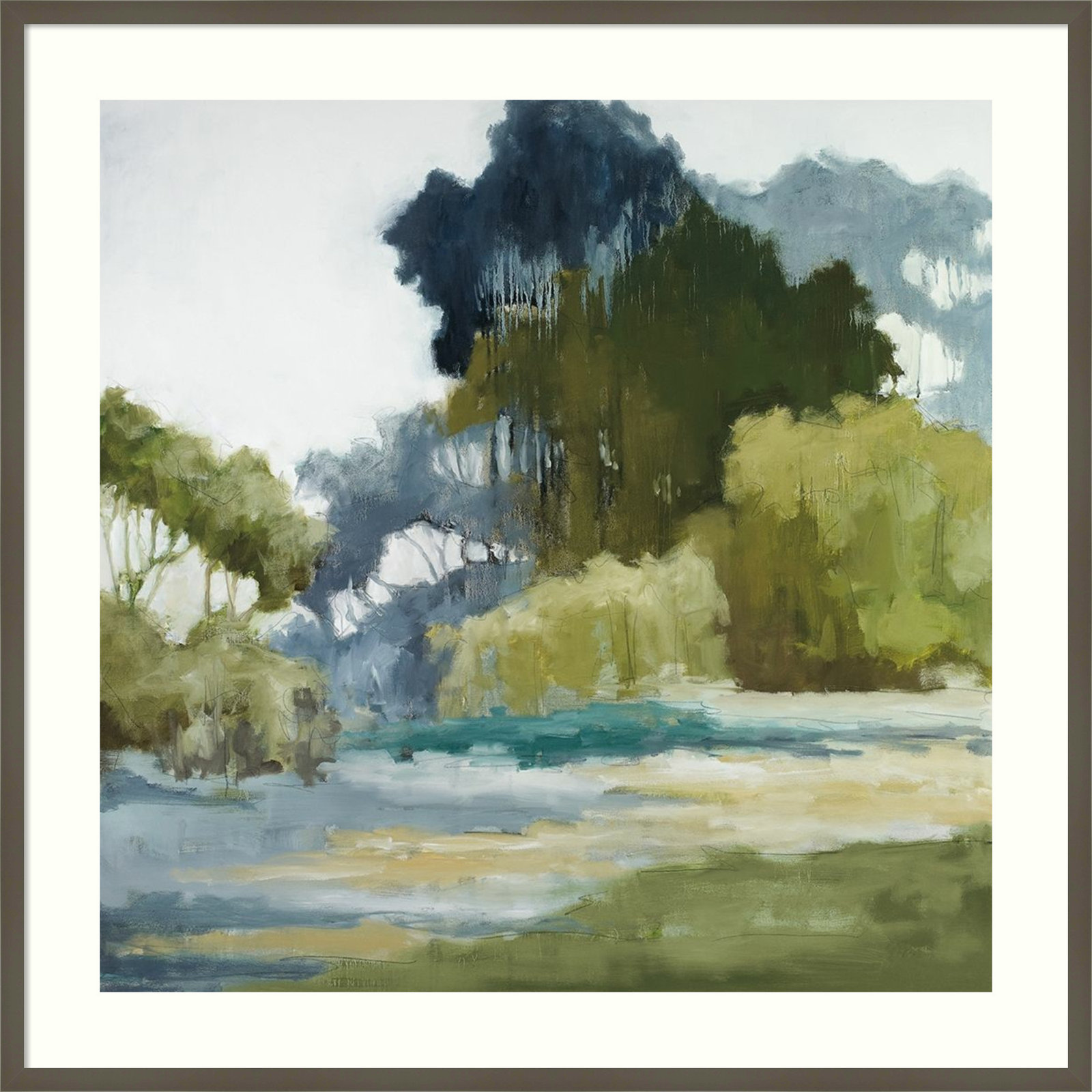 Bean Fileds Tall Trees by Jacqueline Ellens, Gray Framed Paper, 41" H x 41" W