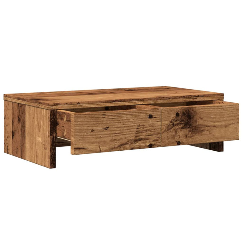 Barra Manufactured Wood Monitor Stand, Old Wood, 15cm H x 50cm W x 27cm D