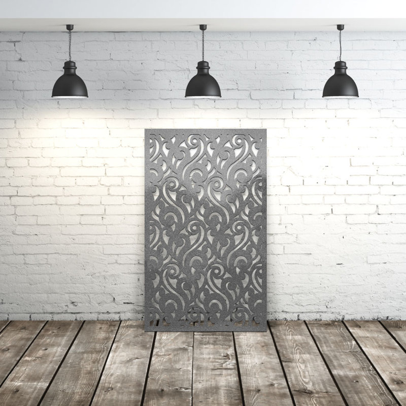 Curly Aluminum Laser-Cut Privacy Screen Panel  – Powder-Coated Outdoor Metal Wall Art, Decorative Garden Fence Privacy Divider