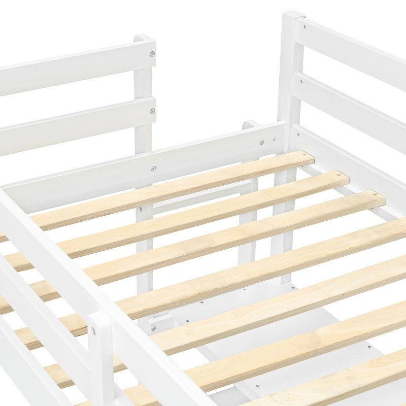 Twin Loft Bed with Desk, Shelves & Writing Board, Twin, White