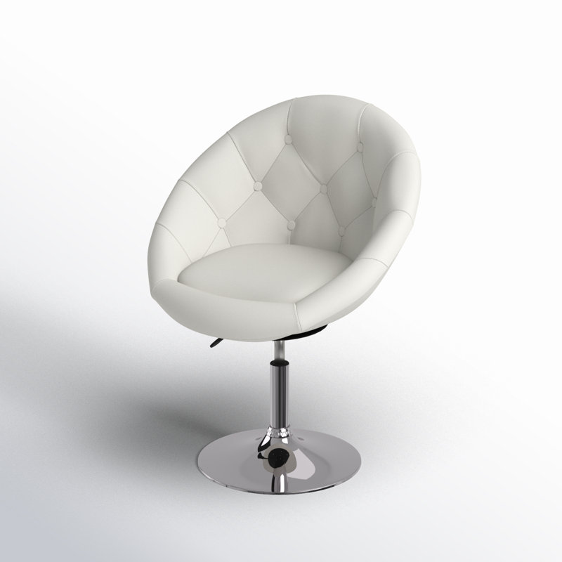 Fauteuil demi-tonneau pivotant de 27,2 po Askins, Simili cuir blanc