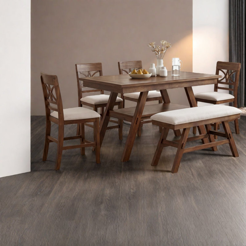 Ensemble de table de salle à manger avec rangement (doit inclure la table et la chaise), bois rustique