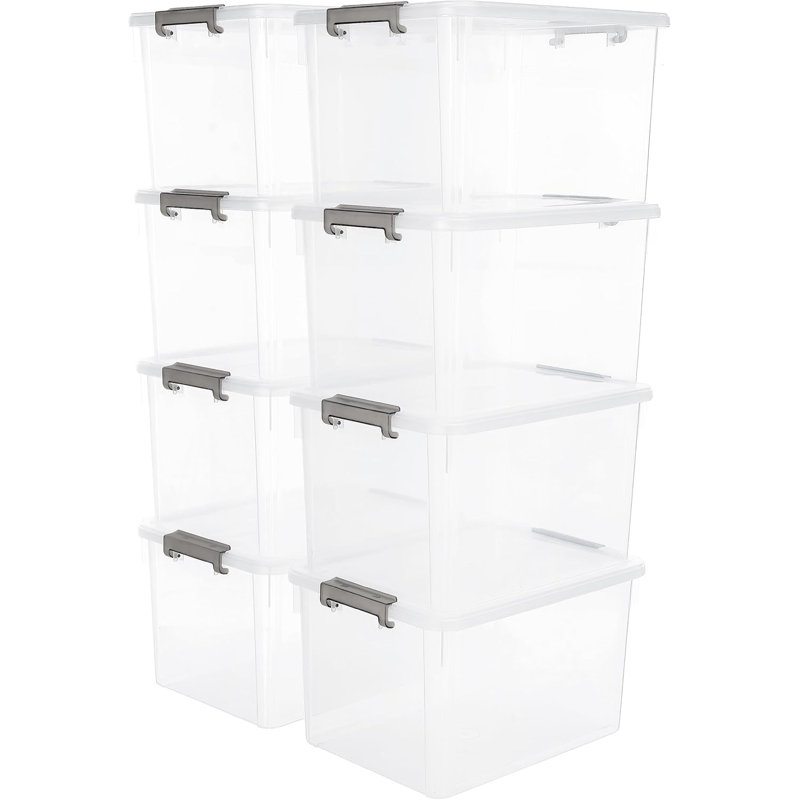Ensemble de 8 bacs de rangement avec couvercle empilable 32 Qt