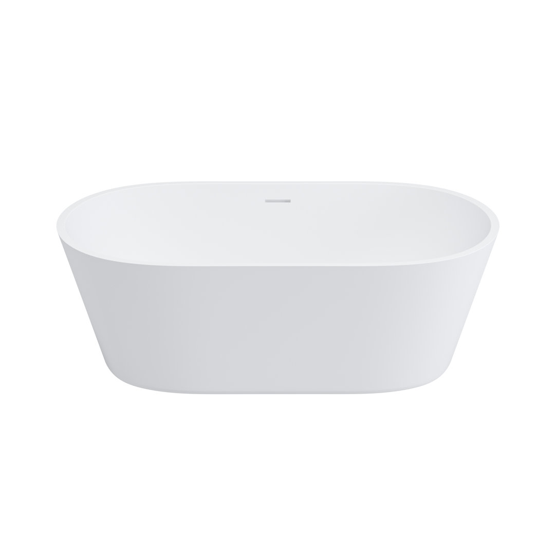 Dowell 60" Oval Solid Surface Freestanding Soaking Bathtub in Matte White Dowell