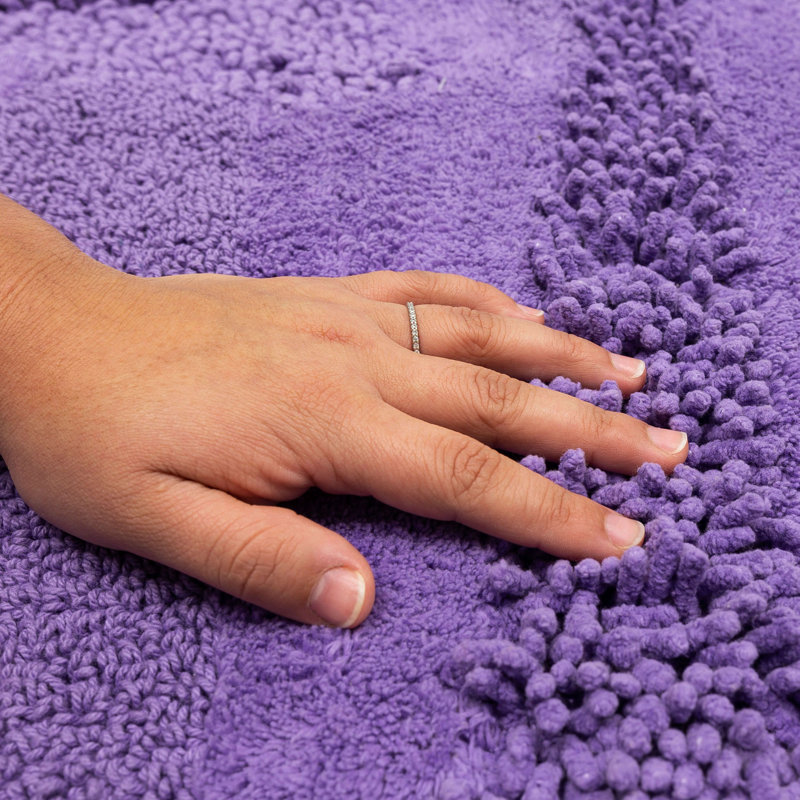 Laverne High/Low Stain/Fade Resistant Non-Slip Machine Washable Bath Mat, 24" W x 60" L, Fiesta Orchid